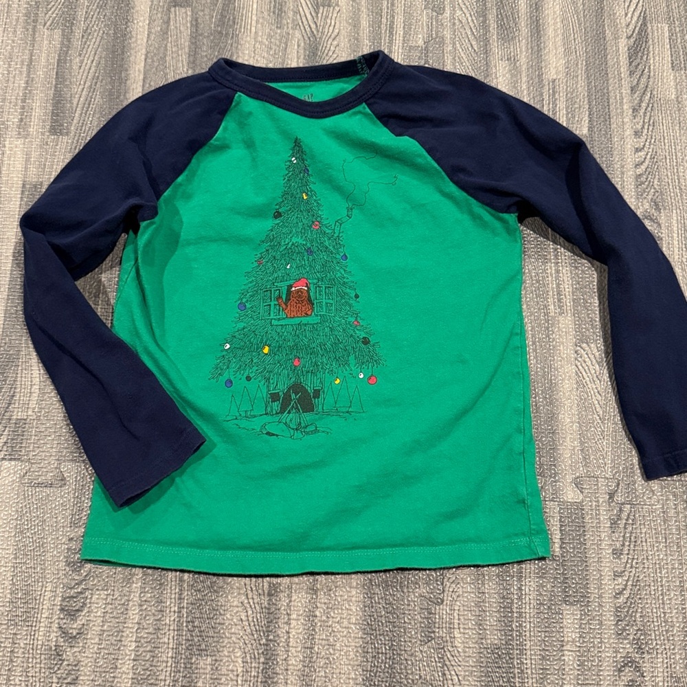 GAP Green and Navy Kids Long Sleeve Tee